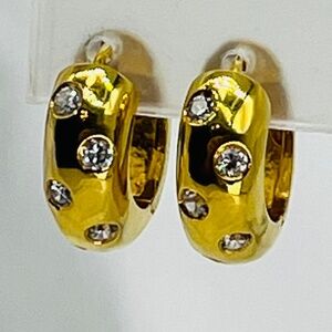 SETA Pierced Gold and Crystal Loop Earrings